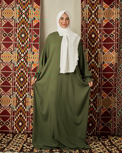 شرشف صلاة زيتي- بسحاب وأكمام مطاطية