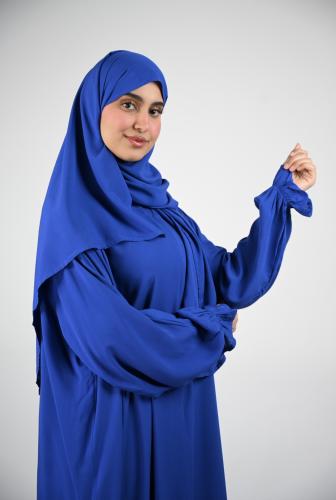 شرشف صلاة ازرق - بسحاب واكمام مطاطية