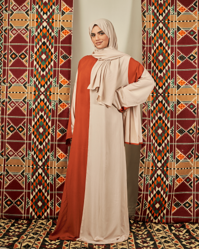 شرشف صلاة بلونين البيج و البرتقالي -سحاب