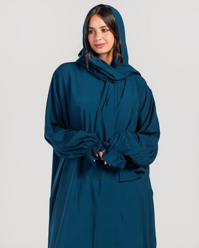 شرشف صلاة تركوازي غامق- بسحاب وأكمام مطاطية