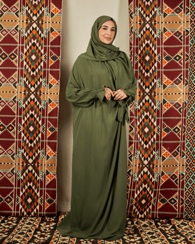 شرشف صلاة زيتي - لف بربطة جانبية