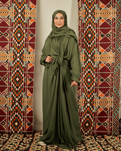 شرشف صلاة زيتي - لف بربطة جانبية