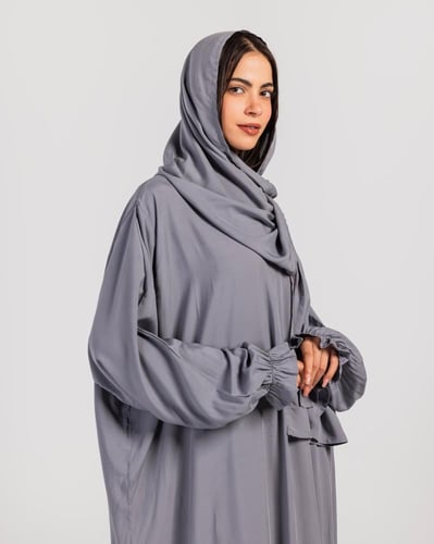 شرشف صلاة رمادي- بسحاب وأكمام مطاطية