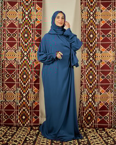 شرشف صلاة تركوازي غامق - لف بربطة جانبية