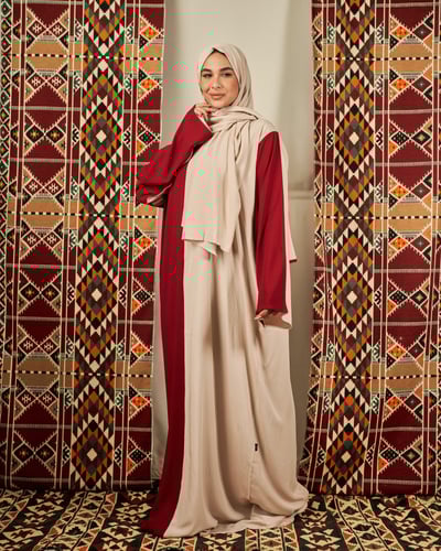 شرشف صلاة بلونين البيج و العودي -سحاب