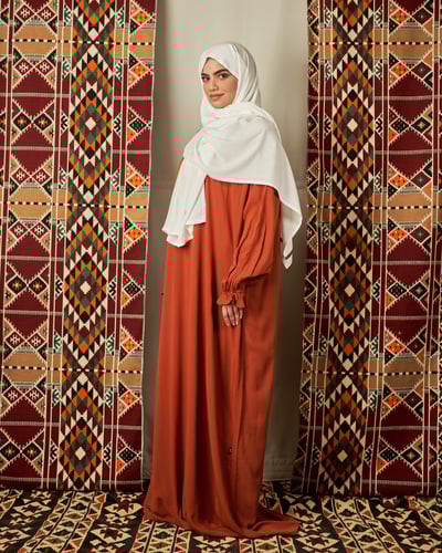 شرشف صلاة برتقالي - بسحاب وأكمام مطاطية