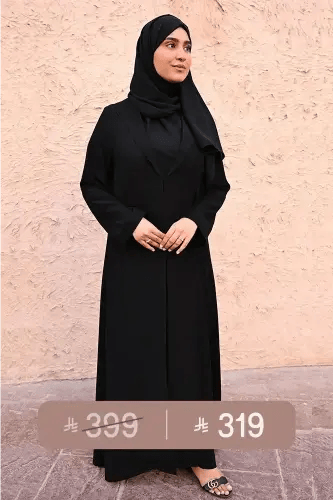 عباية كريب سوداء بقصة كلوش سادة