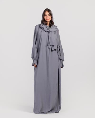 شرشف صلاة رمادي - لف بربطة جانبية