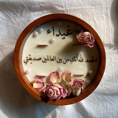 شمعة خشبية بورد الروز