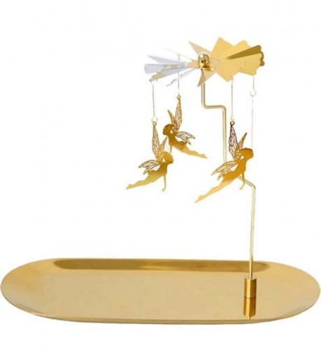 حامل شموع دوار أنيق معدن ذهبي