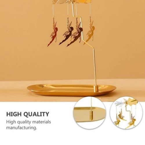 حامل شموع دوار أنيق معدن ذهبي