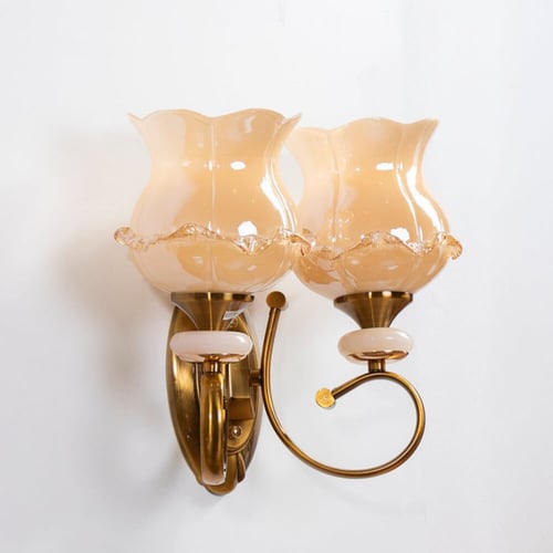 ابليك حائط كلاسيك مزدوج بقاعدة نحاسية مزخرفة