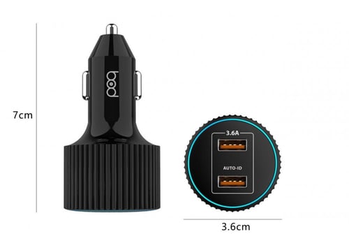 شاحن سيارة مخرجين USB سريع 18W ماركة بود bod