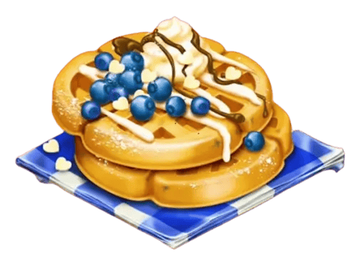 10 وافل شوكلته البيضا والتوت الازرق