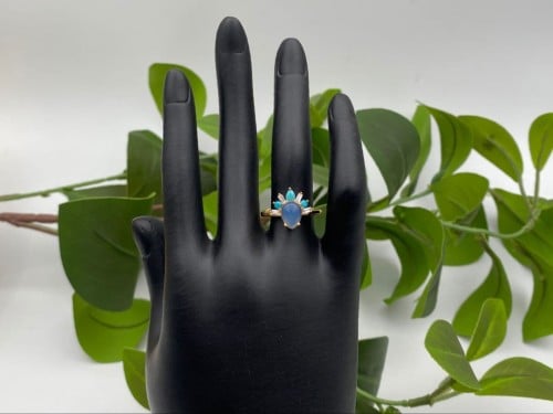 خاتم فضة نسائي مطلي بالذهب