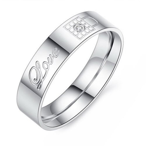 خواتم كوبلز خطوبة زواج ارتباط مطلية فضة شكل قفل وم...