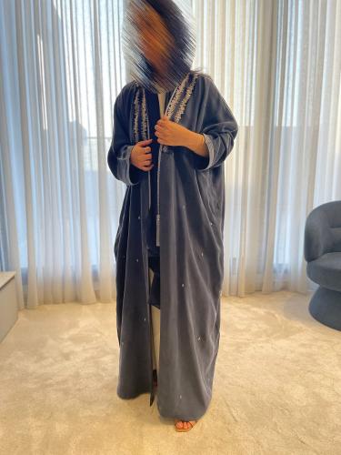 Blue X gray abaya