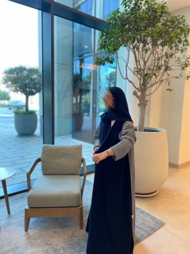 Navy X gray abaya