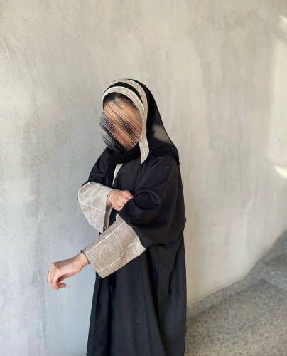 Black X beige abaya