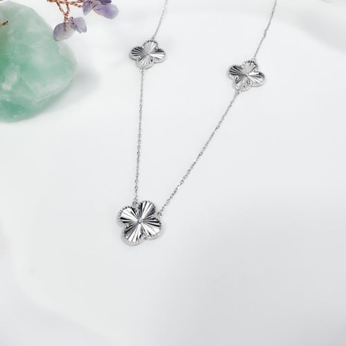 925 Silver Choker Clover Flower Design (1)