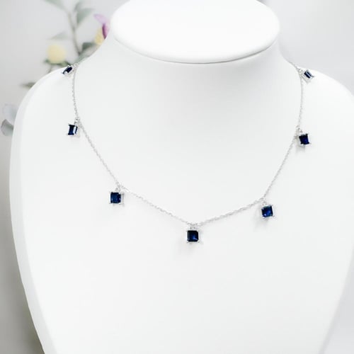 Silver 925 Choker with Dangling Zircon Stones