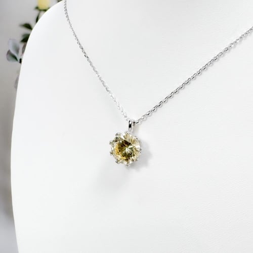 Silver 925 Choker with Round Yellow Zircon