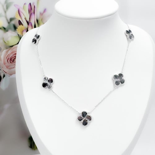 925 Silver Choker Clover Flower Design (2)