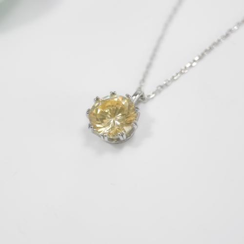 Silver 925 Choker with Round Yellow Zircon