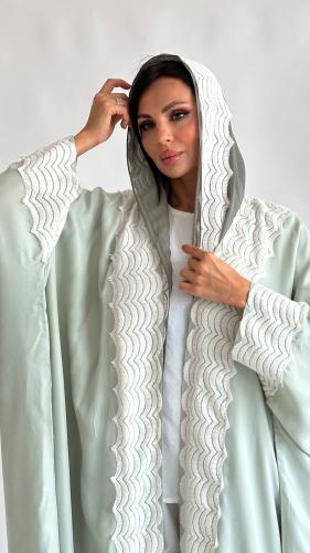 عباية حرير مغسول اخضر فاتح
