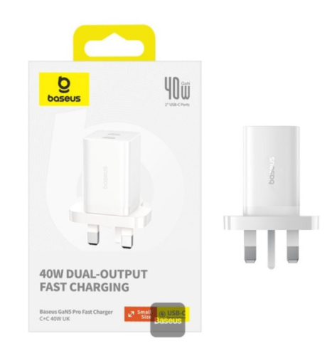 شاحن Baseus GaN5 Pro سريع بقوة 40 واط مع منفذين US...