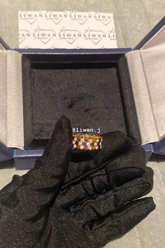 خاتم بي ماي لوف نص دايموند-قولد