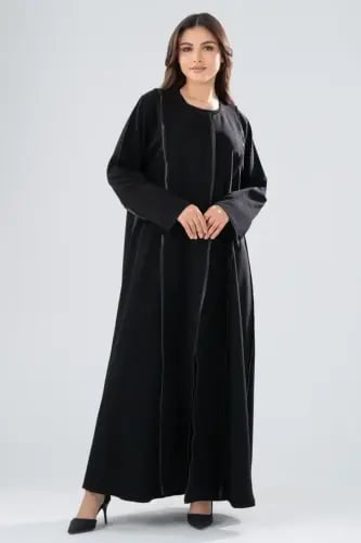 Indonesian crepe abaya with belt detail - black color