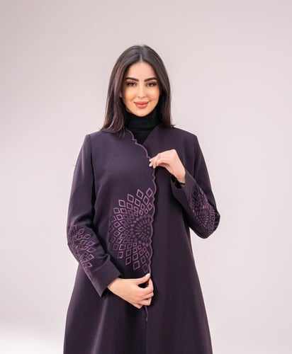 عباية بليزر لوزان تطريز-لون موف راقي فاخرة