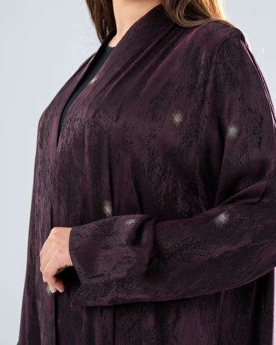 عباية حرير تركي جاكار - لون عنابي فاخر بإطلالة أني...