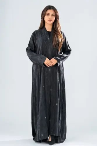 Turkish silk abaya jacquard - black color