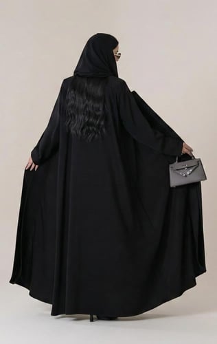 عباية كريب رسمي كرستال -لون اسود يومي فاخرة