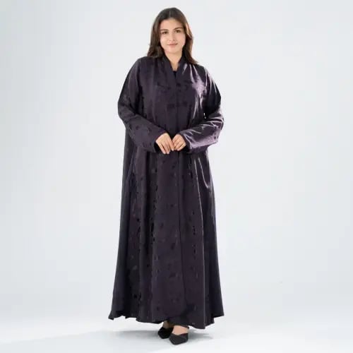 Japanese silk abaya lined - dark mauve color