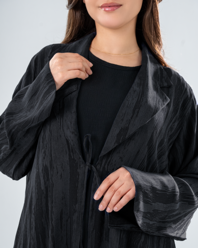 عباية حرير تركي جاكار - لون اسود فاخر بإطلالة أنيق...