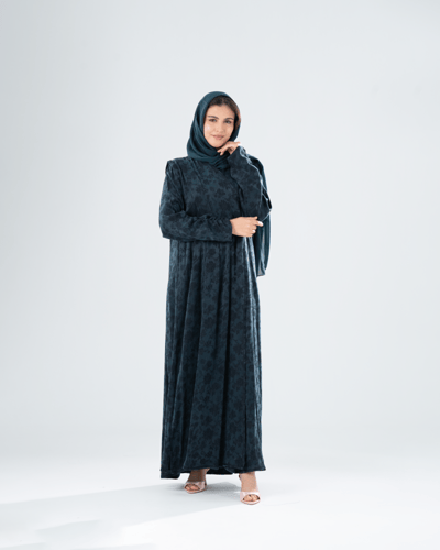 عباية حرير تركي جاكار كسرات - لون تركواز عملي فاخر...