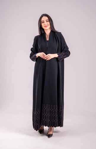 عباية كريب اندنوسي تطريزموف-لون اسود يوميفاخرة