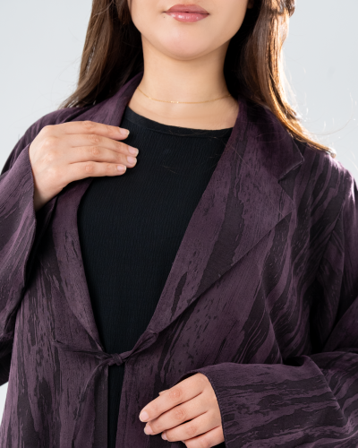 عباية حرير تركي جاكار - لون عنابي عملي فاخر بإطلال...