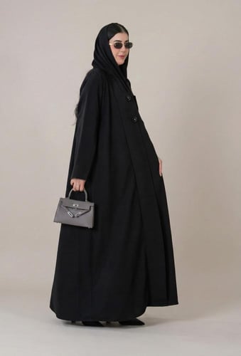 عباية كريب رسمي كرستال -لون اسود يومي فاخرة