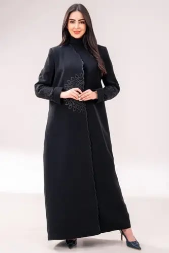 Abaya blazer Lausanne embroidery - black color