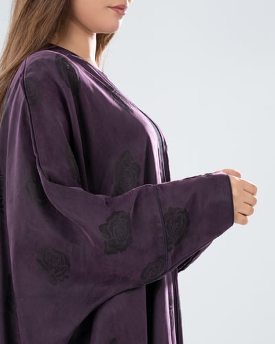 عباية حرير ياباني جاكار بقصة فراشة موف فاخر | تصمي...