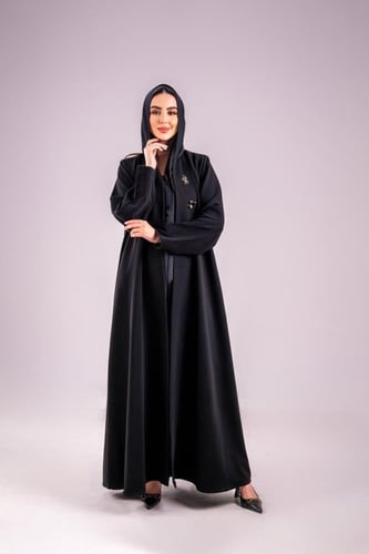 عباية كريب اندنوسي -لون اسود يومي فاخرة