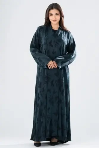 Turkish silk abaya jacquard turquoise