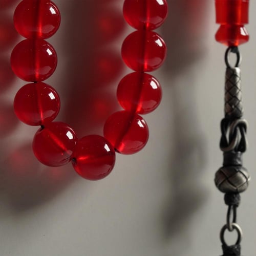 سبحة زعفران مع فضة طربزوني مقاس الخرز داري 11 mm