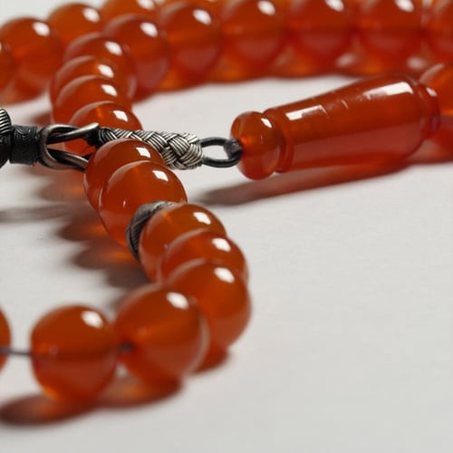سبحة زعفران مع فضة طربزوني مقاس الخرز داري 11 mm