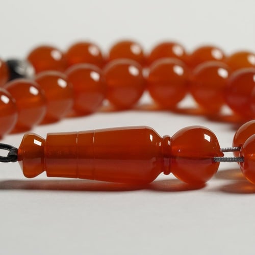 سبحة زعفران مع فضة طربزوني مقاس الخرز داري 11 mm