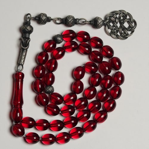 سبحة زعفران مع فضة طربزوني